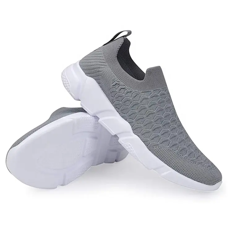 China New Fashion Style Hot Sales Men Women Sneakers Knitted Fabric Lightweight Casual Shoes Men