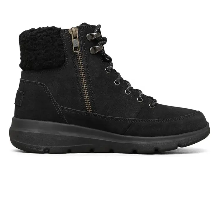 China OEM ODM Service New Style Anti Slip Low Cut Warm Fur Boots Women Snow Shoes With Zip